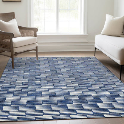 Premium Machine Washable Mayfield AMF918 Navy 8' x 10' Rug