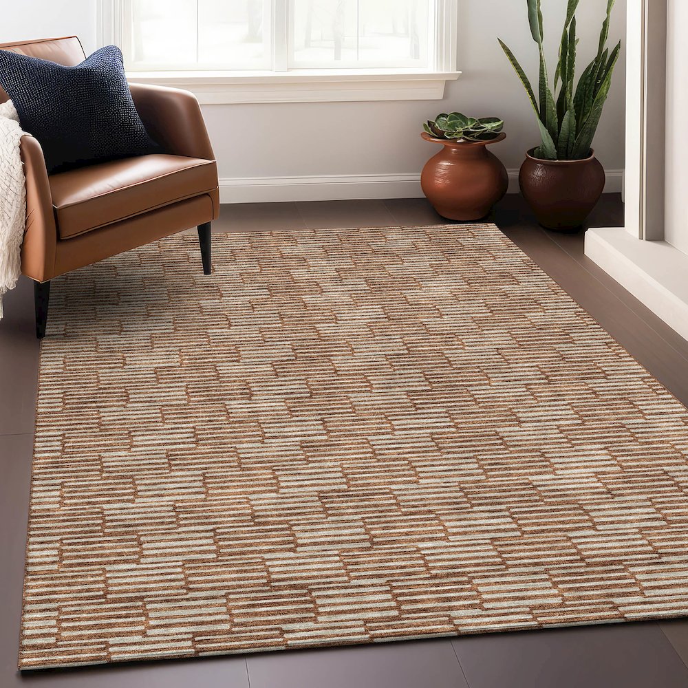 Premium Machine Washable Mayfield AMF918 Paprika 8' x 10' Rug