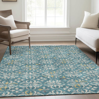 Premium Machine Washable Mayfield AMF930 Teal 8' x 10' Rug