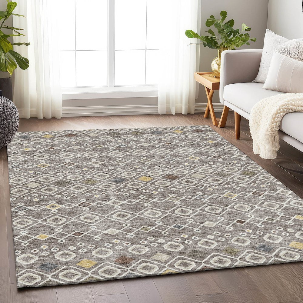 Premium Machine Washable Mayfield AMF938 Taupe 8' x 10' Rug
