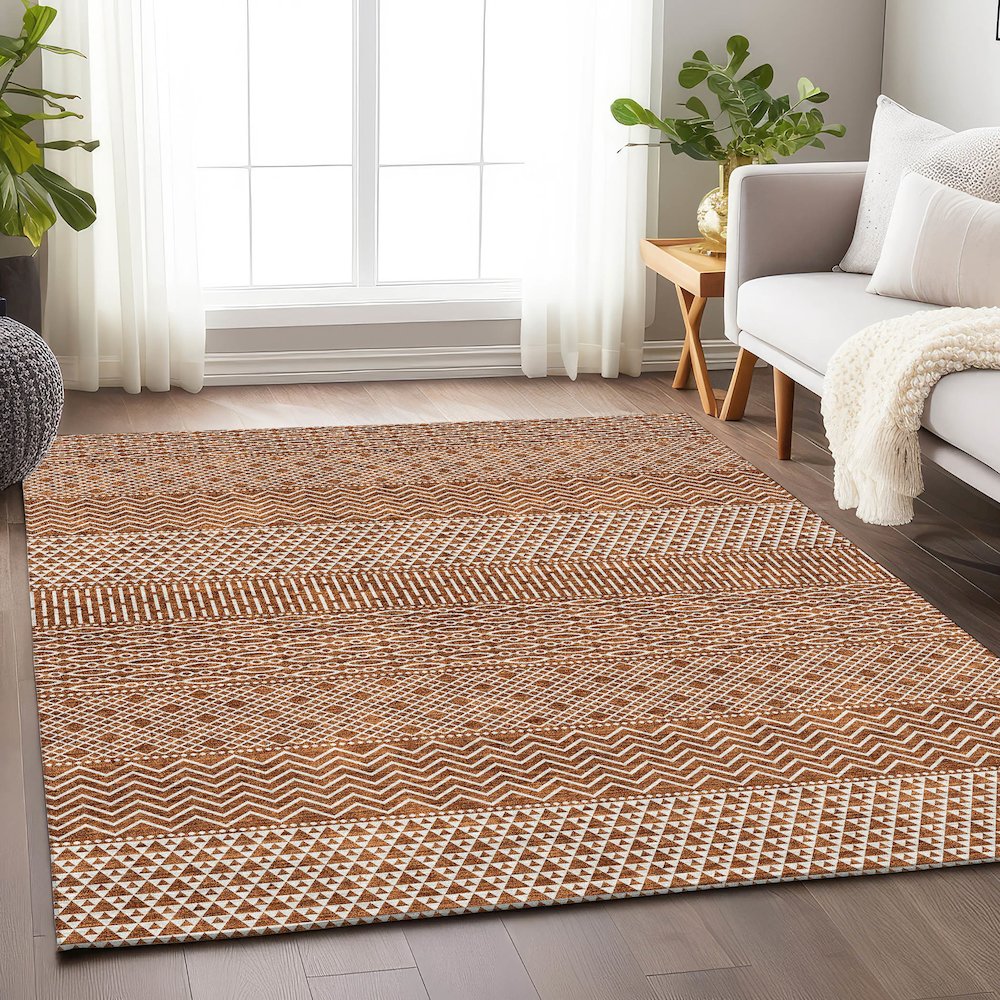 Premium Machine Washable Mayfield AMF939 Paprika 8' x 10' Rug