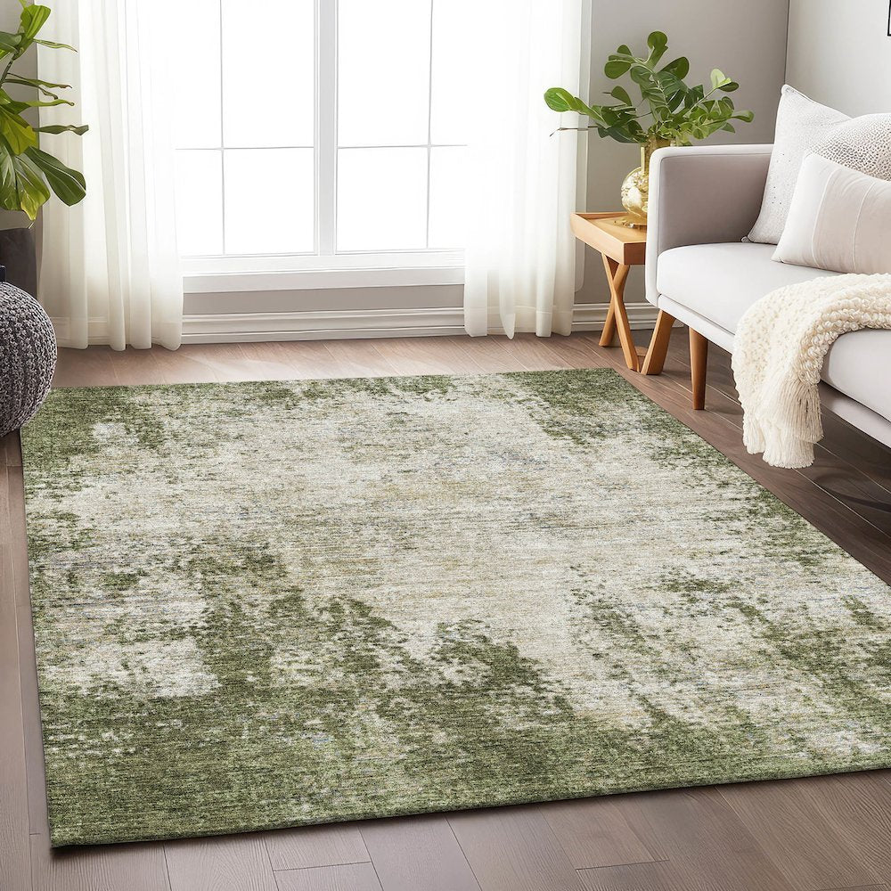 Premium Machine Washable Mayfield AMF940 Olive 8' x 10' Rug