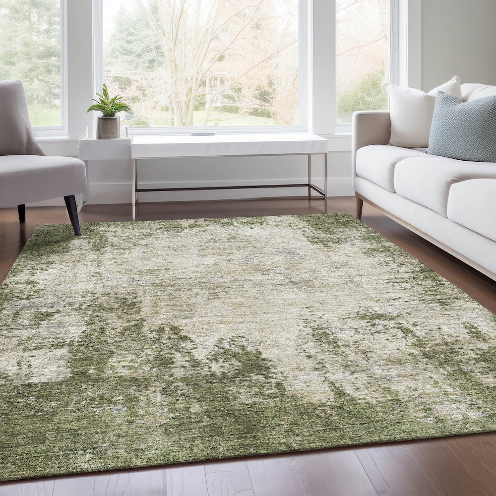 Premium Machine Washable Mayfield AMF940 Olive 8' x 10' Rug