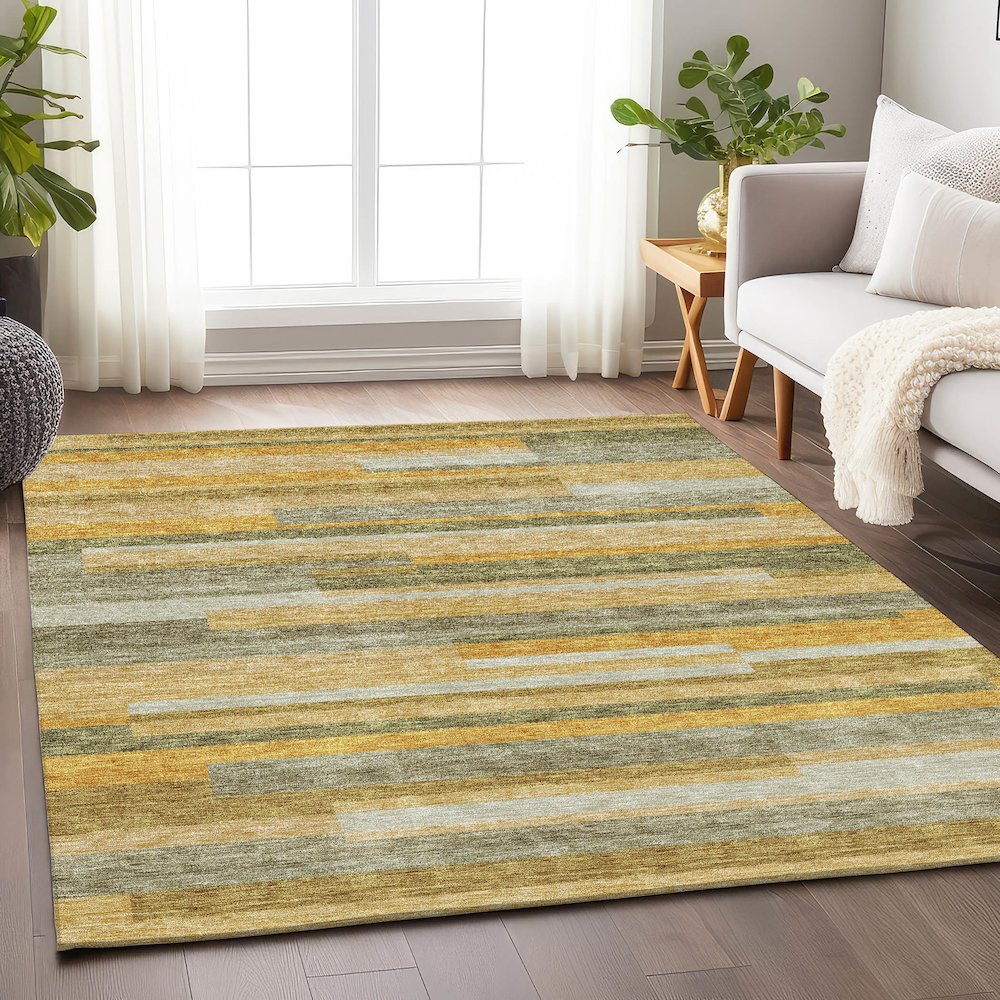Premium Machine Washable Mayfield AMF956 Honey 8' x 10' Rug
