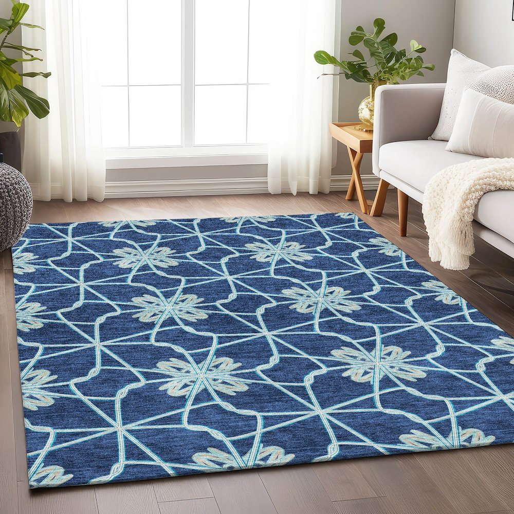 Premium Machine Washable Mayfield AMF958 Navy 8' x 10' Rug