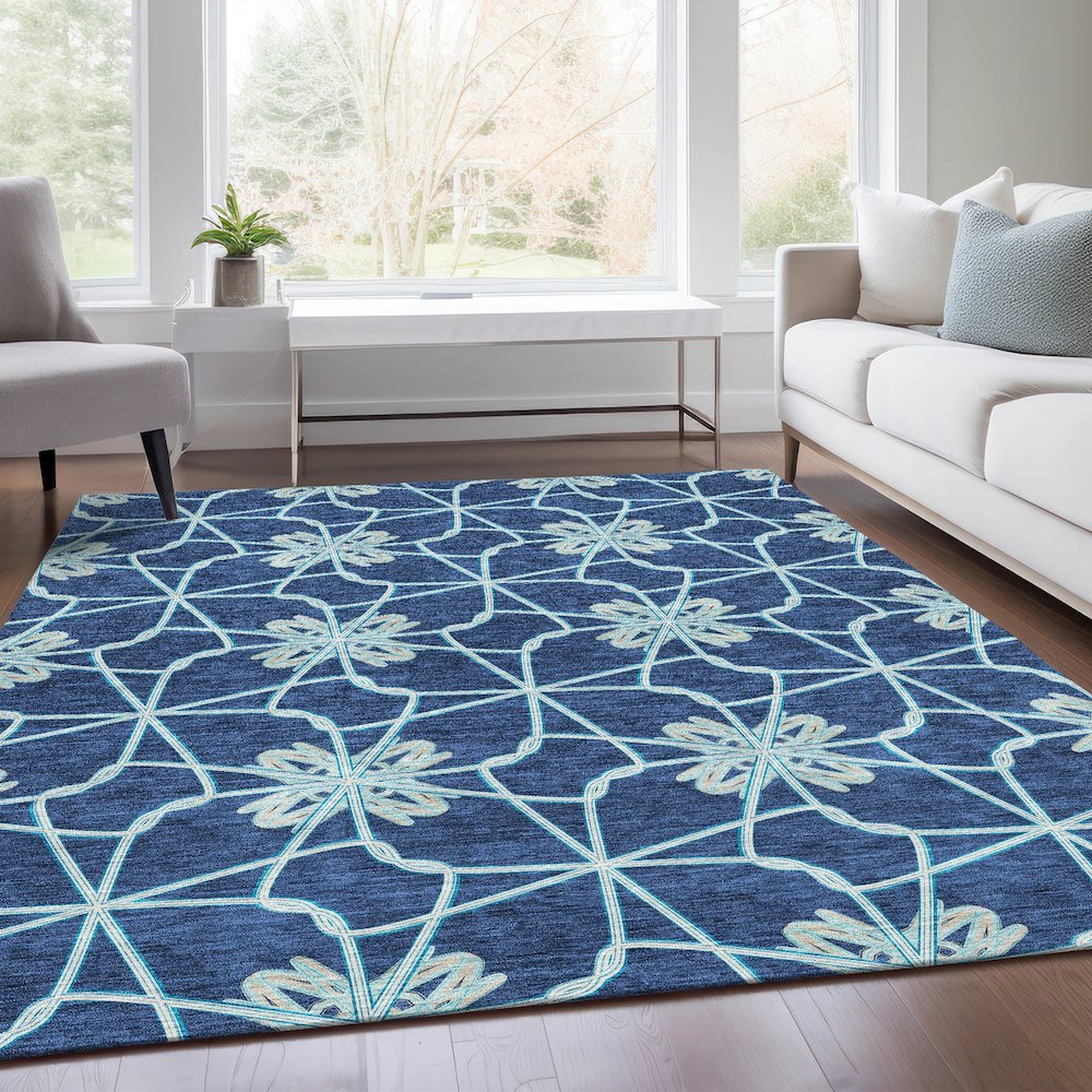 Premium Machine Washable Mayfield AMF958 Navy 8' x 10' Rug