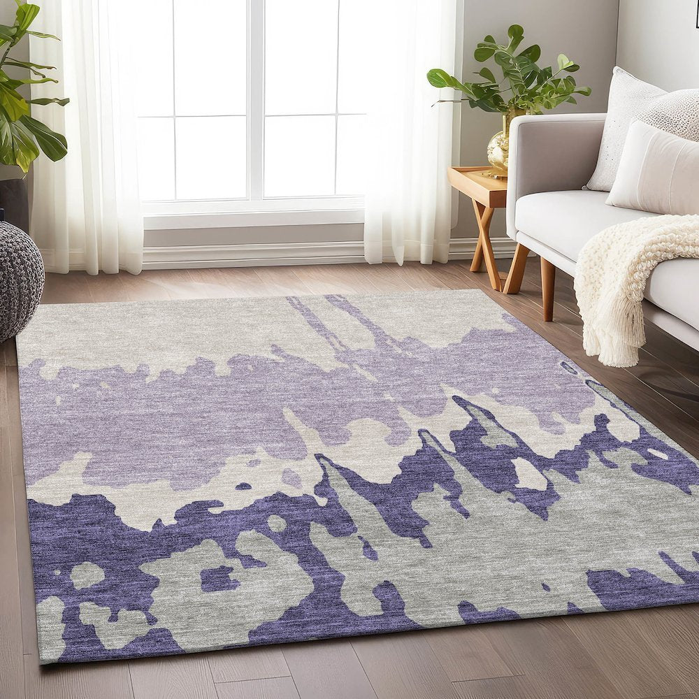 Premium Machine Washable Mayfield AMF961 Purple 8' x 10' Rug