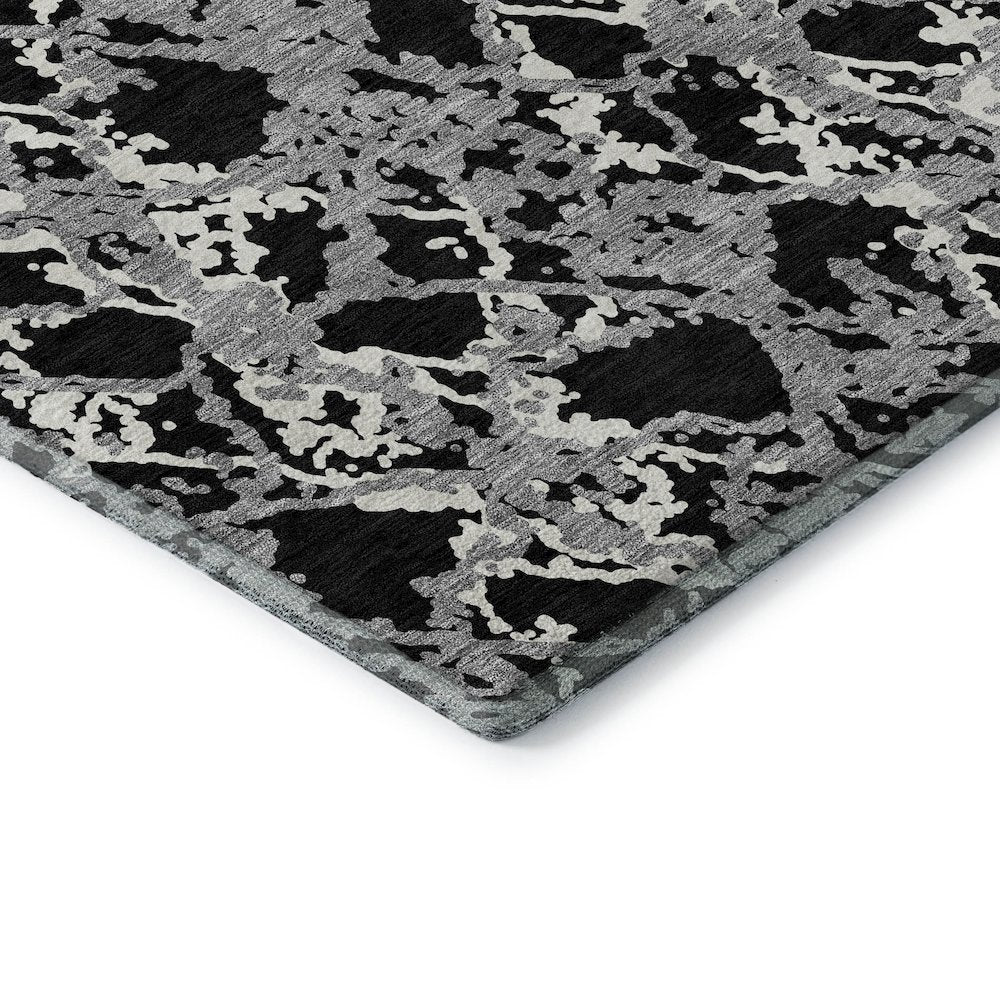 Premium Machine Washable Mayfield AMF969 Black 3' x 5' Rug