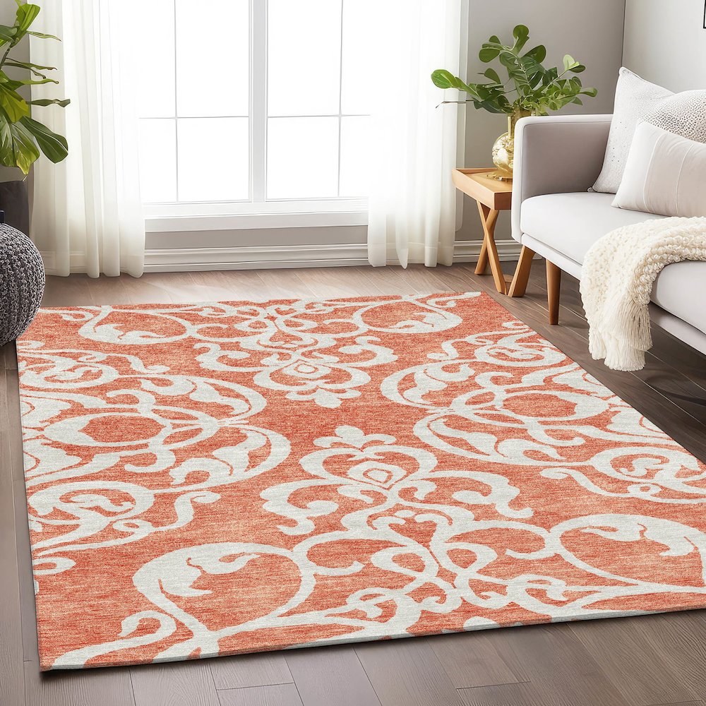 Premium Machine Washable Mayfield AMF973 Coral 8' x 10' Rug