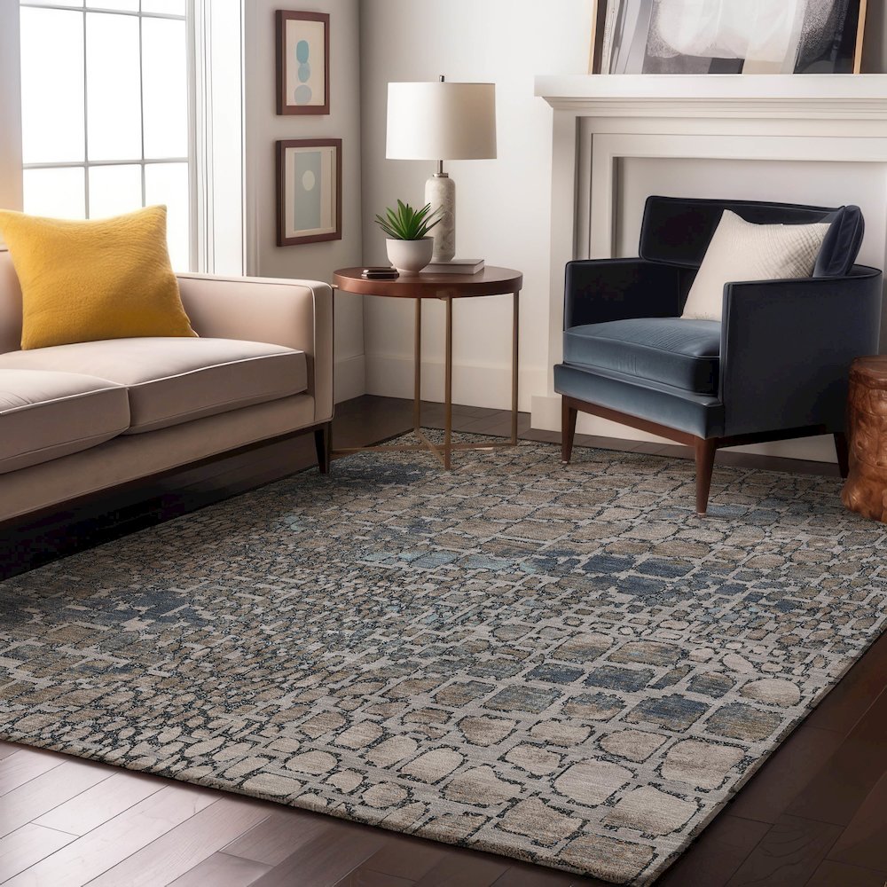 Premium Machine Washable Mayfield AMF988 Silver 8' x 10' Rug