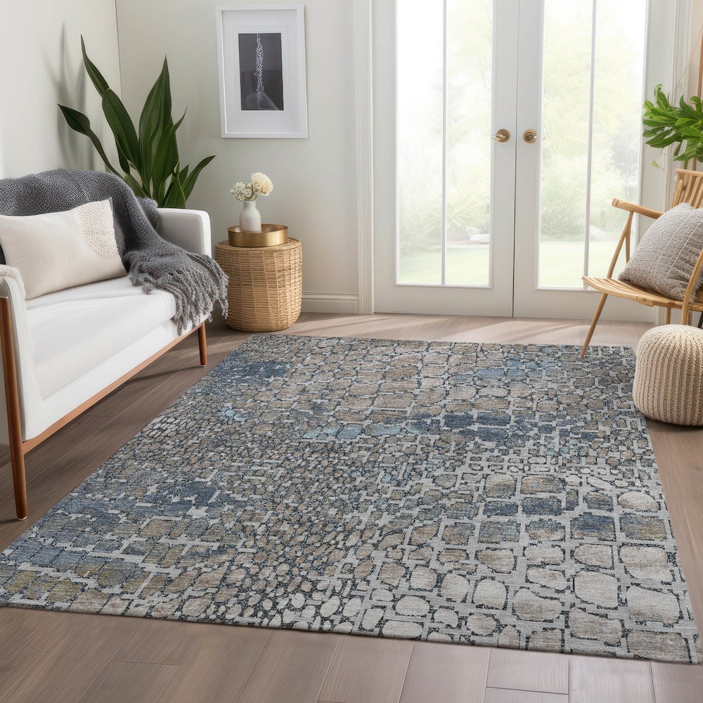 Premium Machine Washable Mayfield AMF988 Silver 8' x 10' Rug