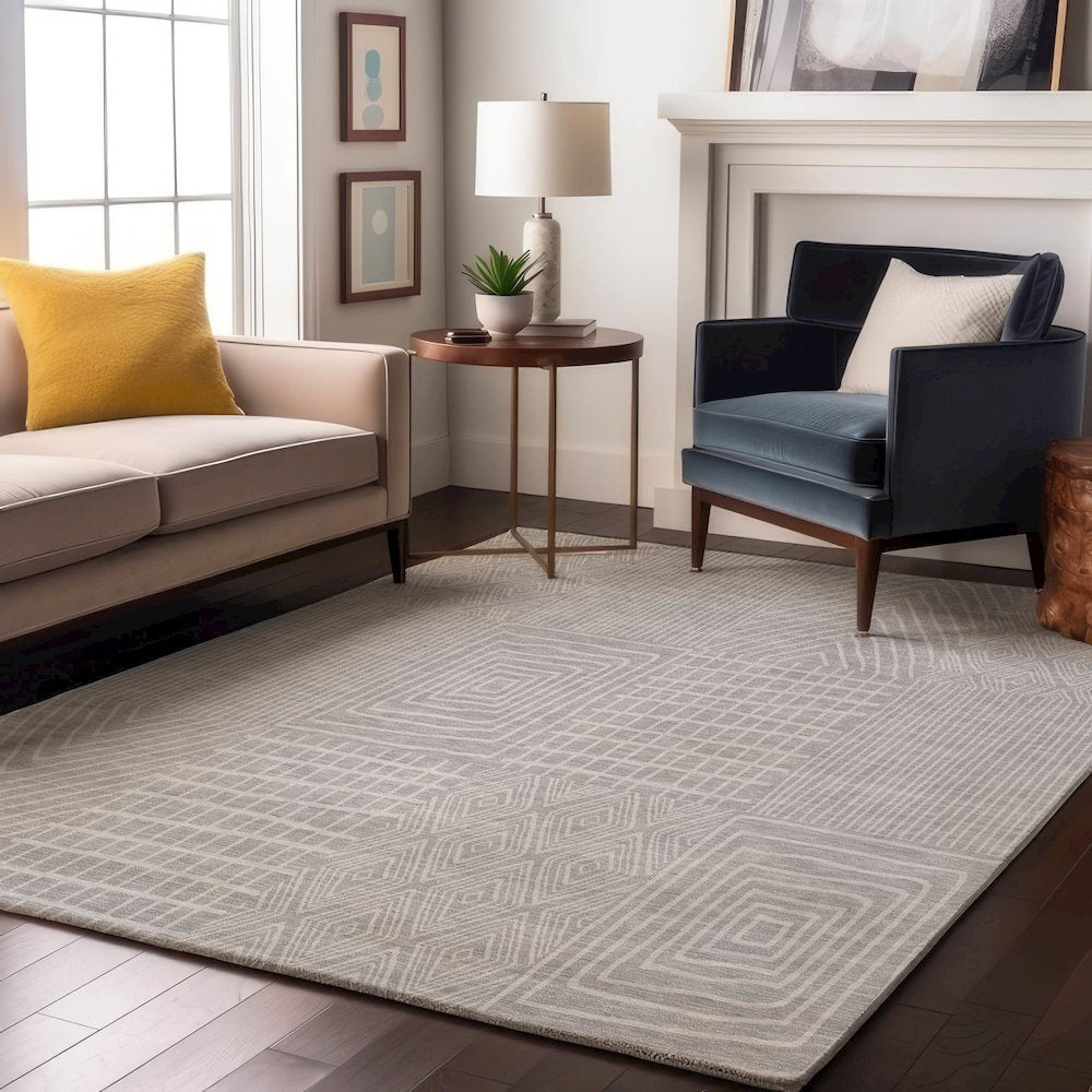 Premium Machine Washable Mayfield AMF990 Silver 8' x 10' Rug