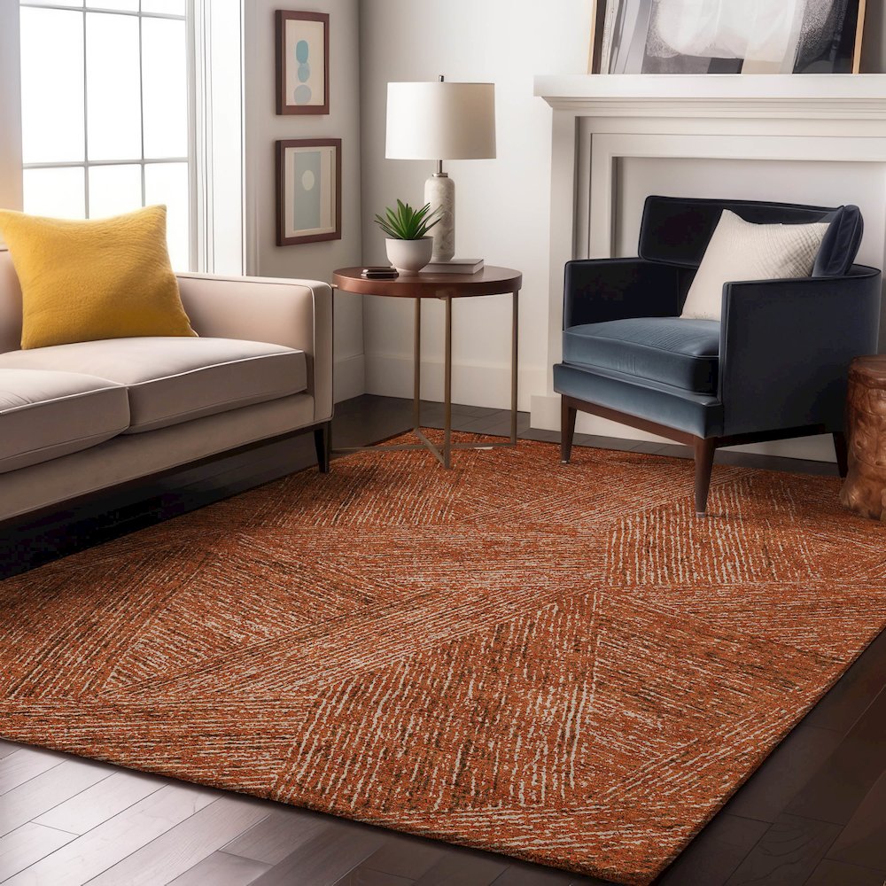 Premium Machine Washable Mayfield AMF991 Copper 8' x 10' Rug