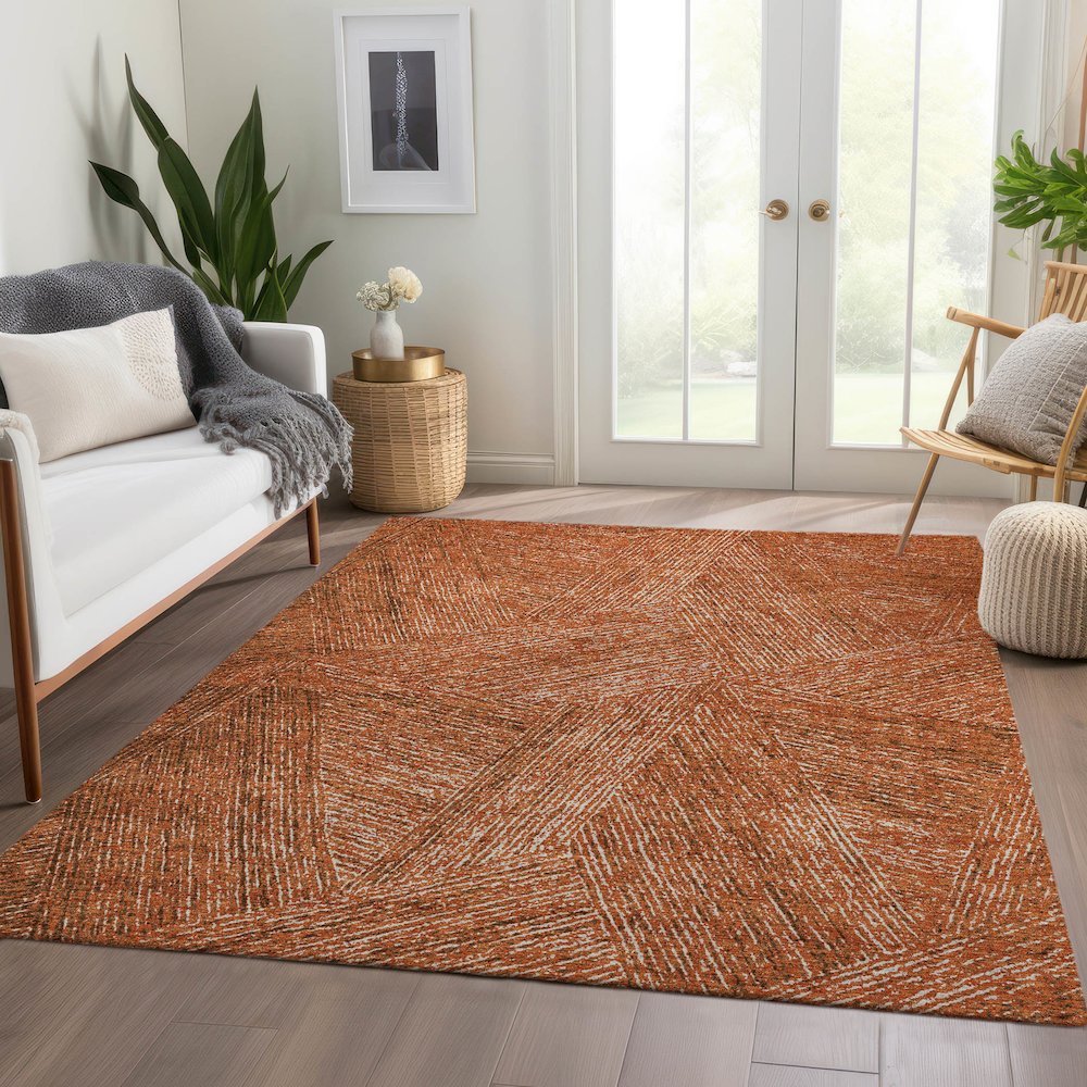 Premium Machine Washable Mayfield AMF991 Copper 8' x 10' Rug