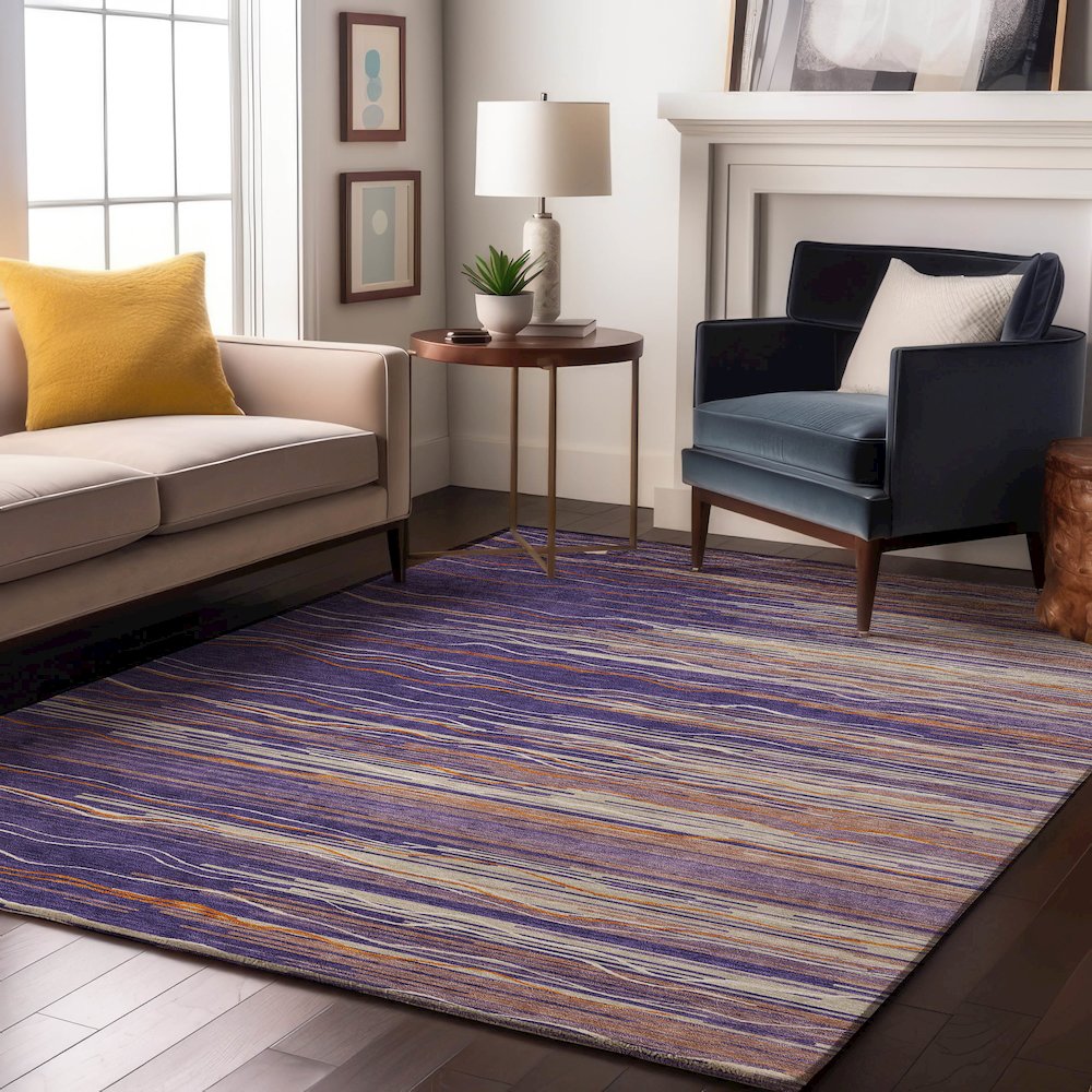 Premium Machine Washable Mayfield AMF996 Purple 8' x 10' Rug