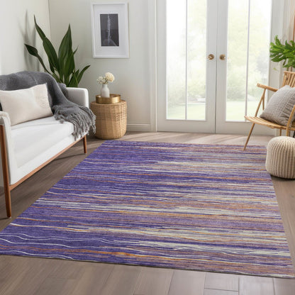 Premium Machine Washable Mayfield AMF996 Purple 8' x 10' Rug