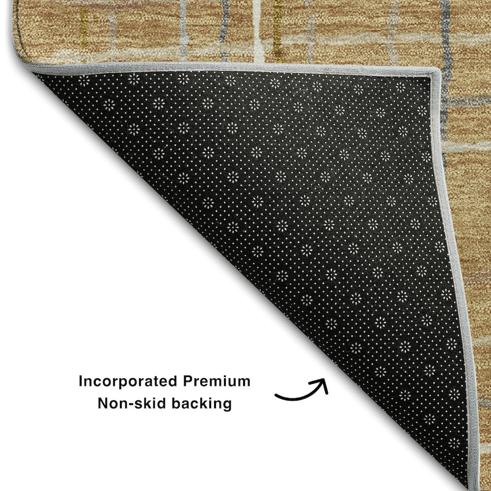 Premium Machine Washable Mayfield AMF998 Gold 3' x 5' Rug