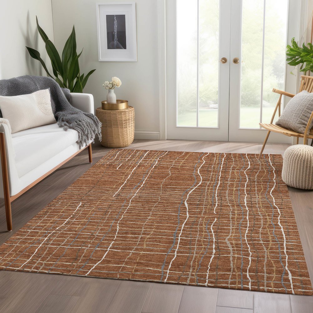 Premium Machine Washable Mayfield AMF998 Paprika 8' x 10' Rug