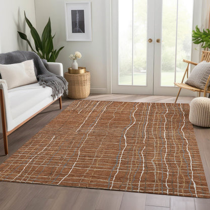 Premium Machine Washable Mayfield AMF998 Paprika 8' x 10' Rug
