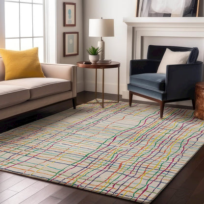 Premium Machine Washable Mayfield AMF998 White 8' x 10' Rug