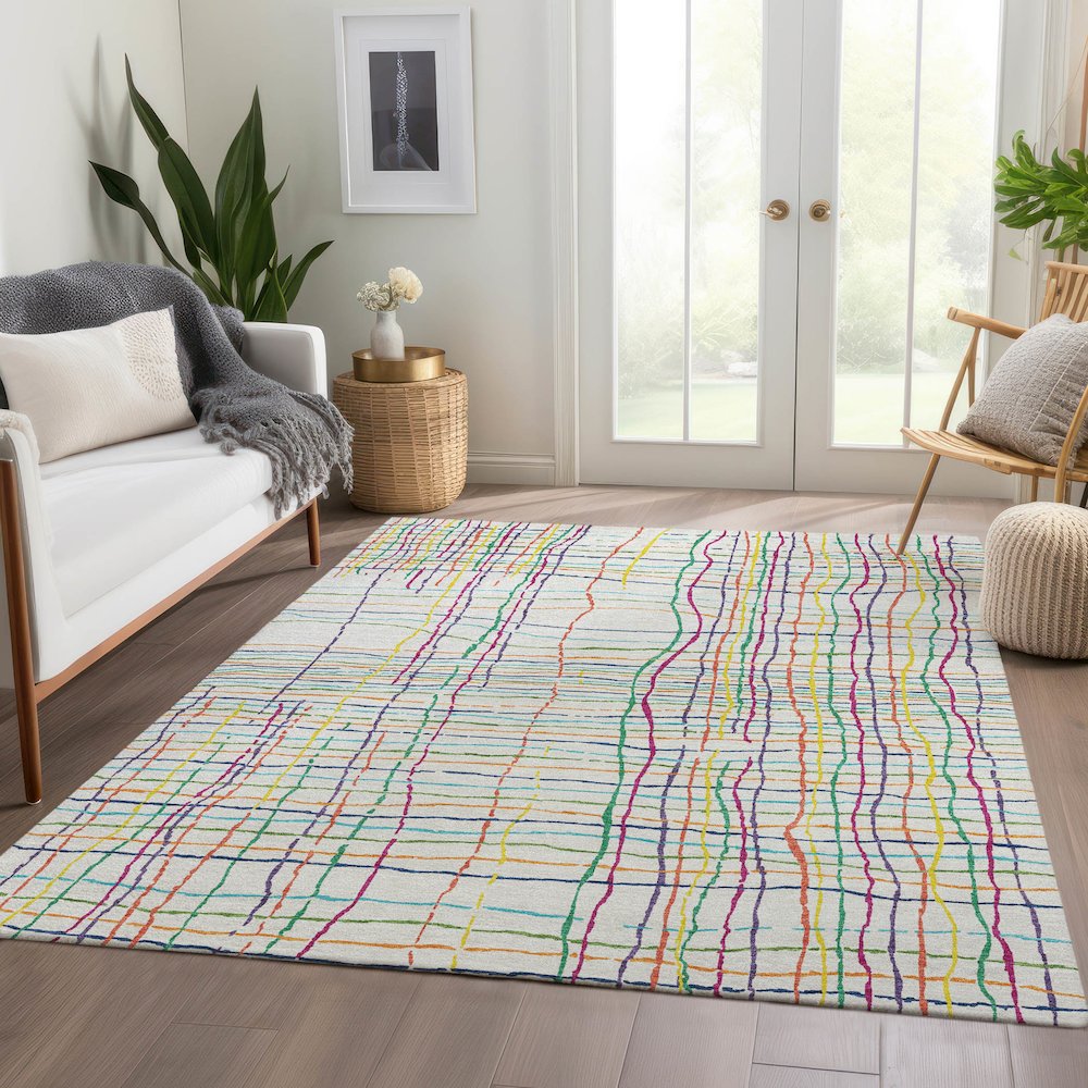 Premium Machine Washable Mayfield AMF998 White 8' x 10' Rug