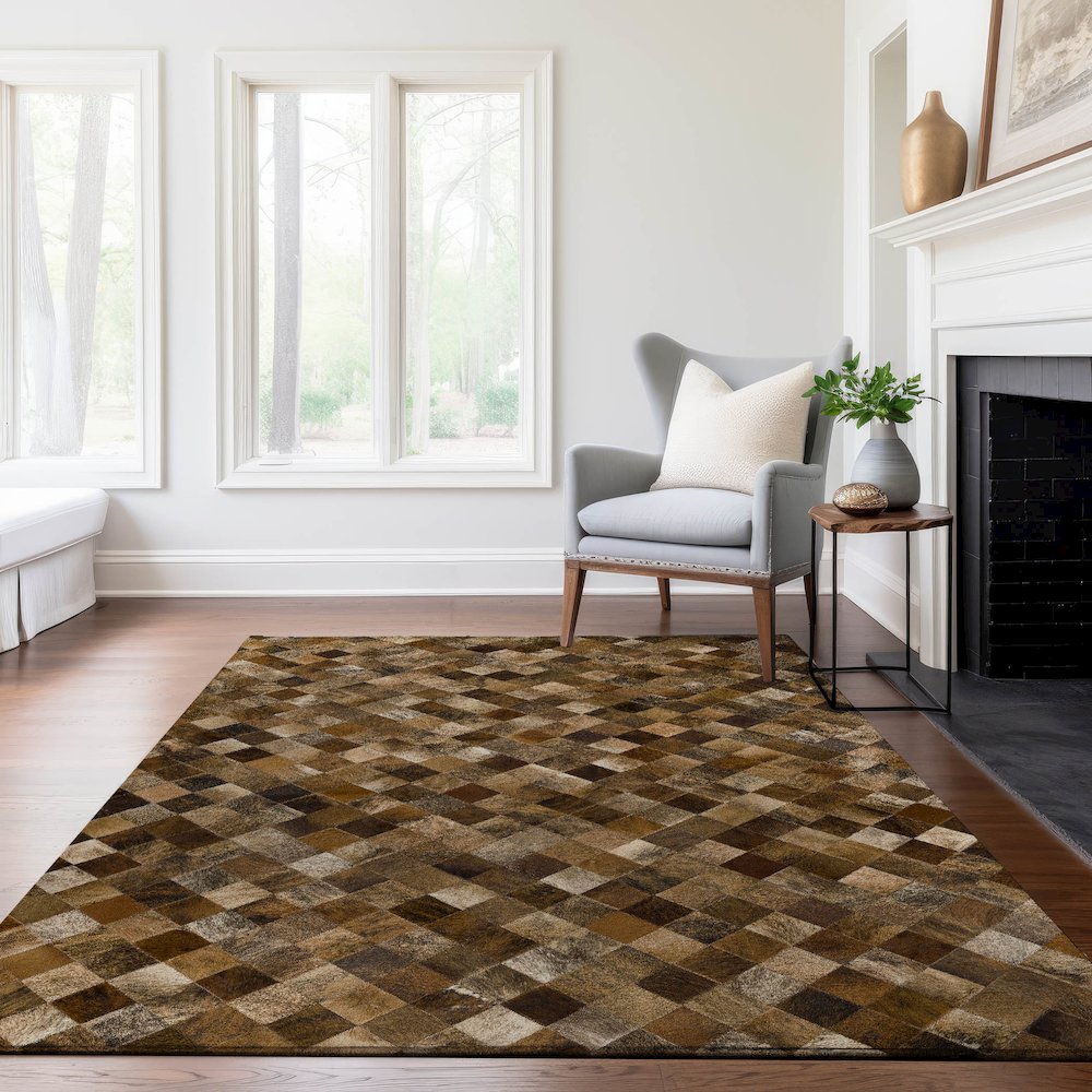 Luxury Washable Indoor/Outdoor Bozeman Brown 8' x 10' Rug