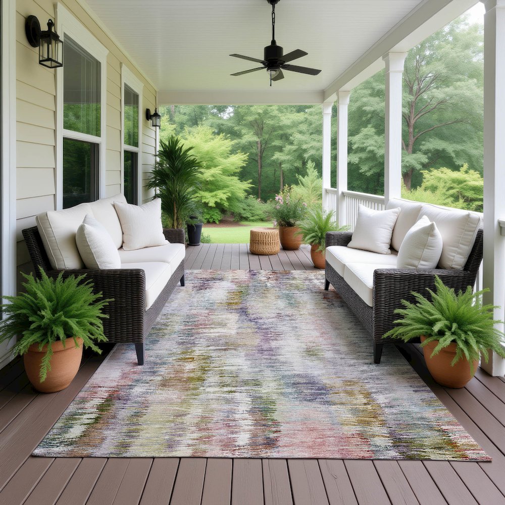 Luxury Washable Indoor/Outdoor Kochi Plum 8' x 10' Rug