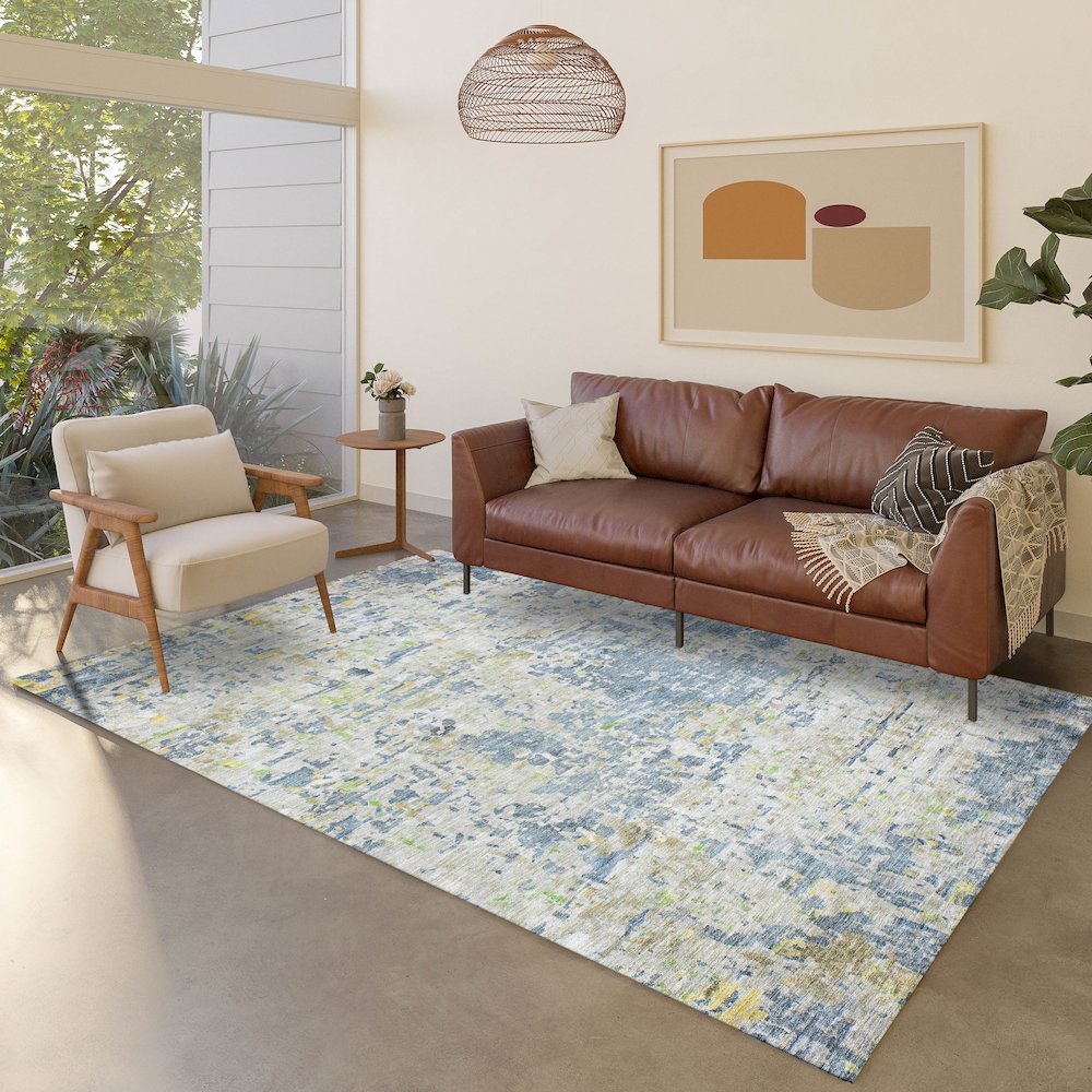 Luxury Washable Indoor/Outdoor Kochi Blue 8' x 10' Rug