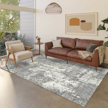 Luxury Washable Indoor/Outdoor Kochi Gray 8' x 10' Rug