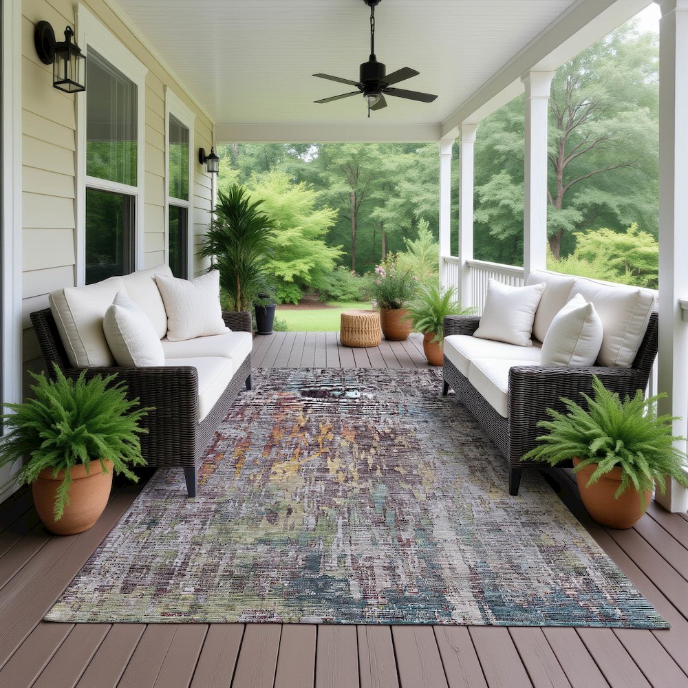 Luxury Washable Indoor/Outdoor Kochi Plum 8' x 10' Rug