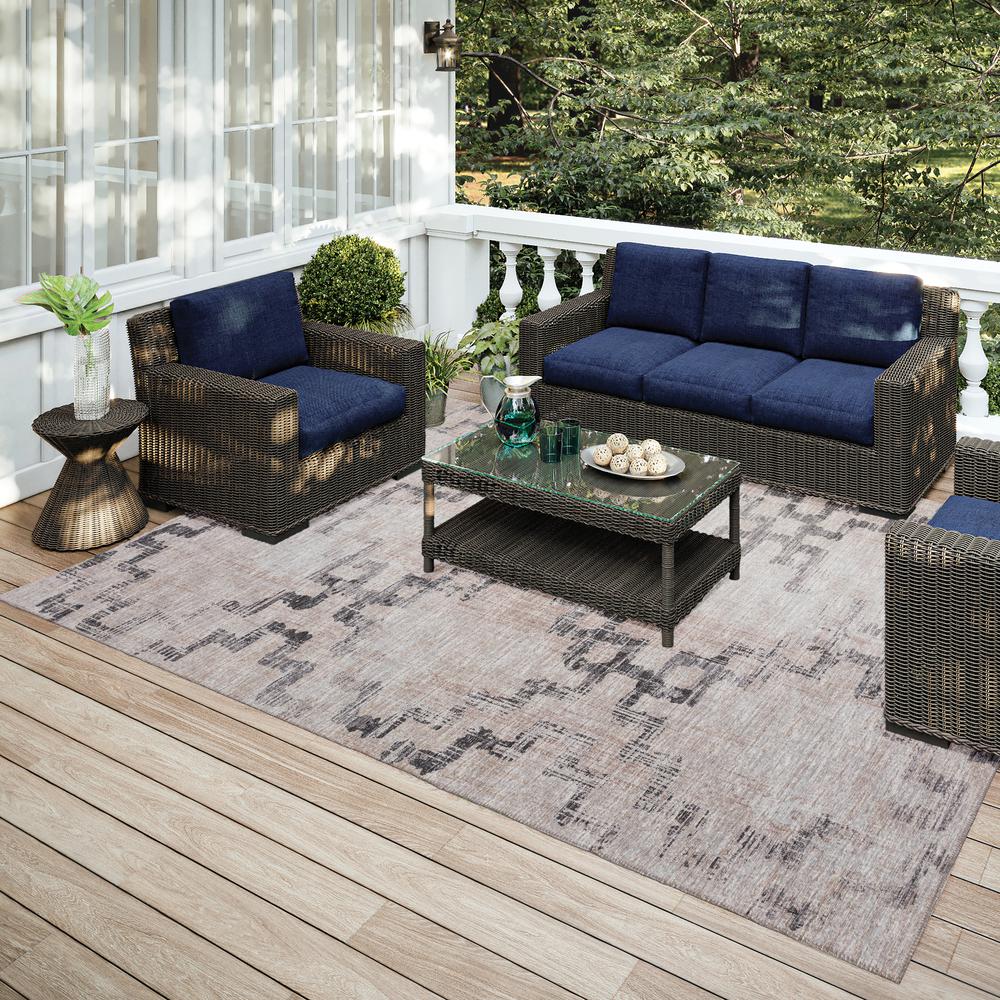 Yuma Taupe Transitional Trellis 5' x 7'6" Area Rug Taupe AYU45