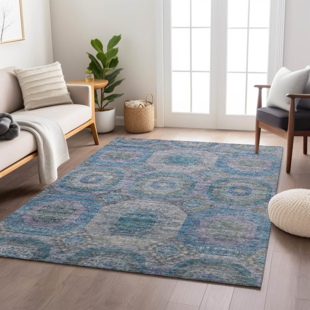 Indoor/Outdoor Karaj Blue 8' x 10' Rug