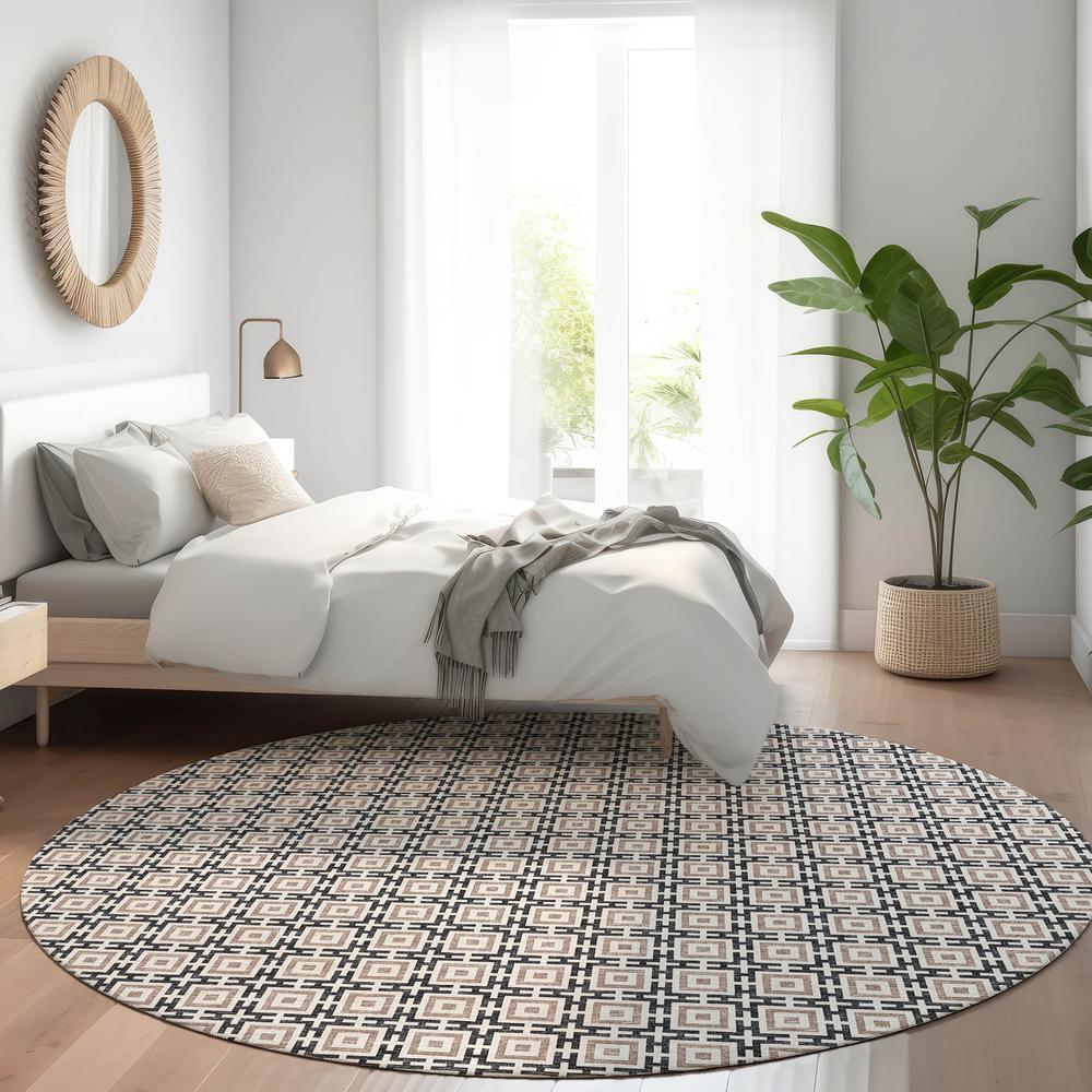 Indoor/Outdoor Marlo MO1 Black Washable 8' x 8' Rug