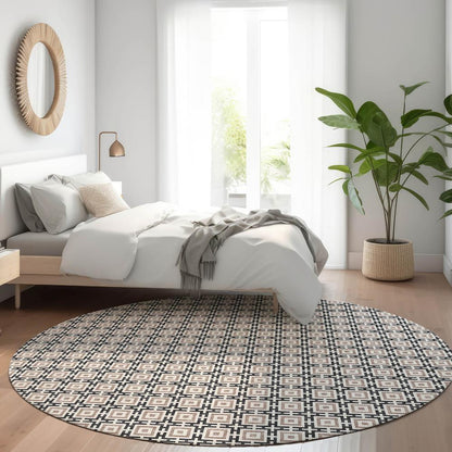 Indoor/Outdoor Marlo MO1 Black Washable 8' x 8' Rug