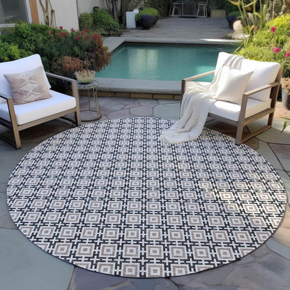 Indoor/Outdoor Marlo MO1 Black Washable 8' x 8' Rug