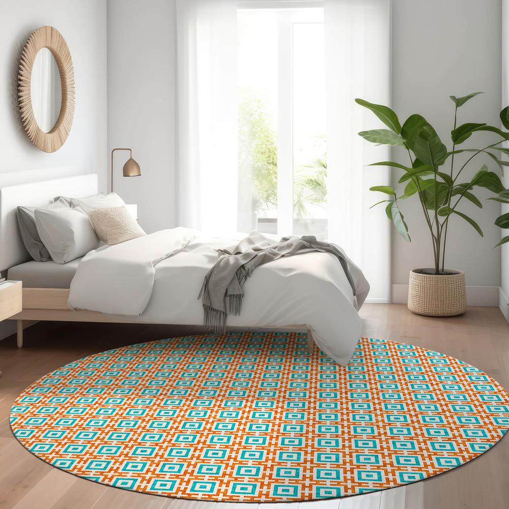 Indoor/Outdoor Marlo MO1 Orange Washable 8' x 8' Rug
