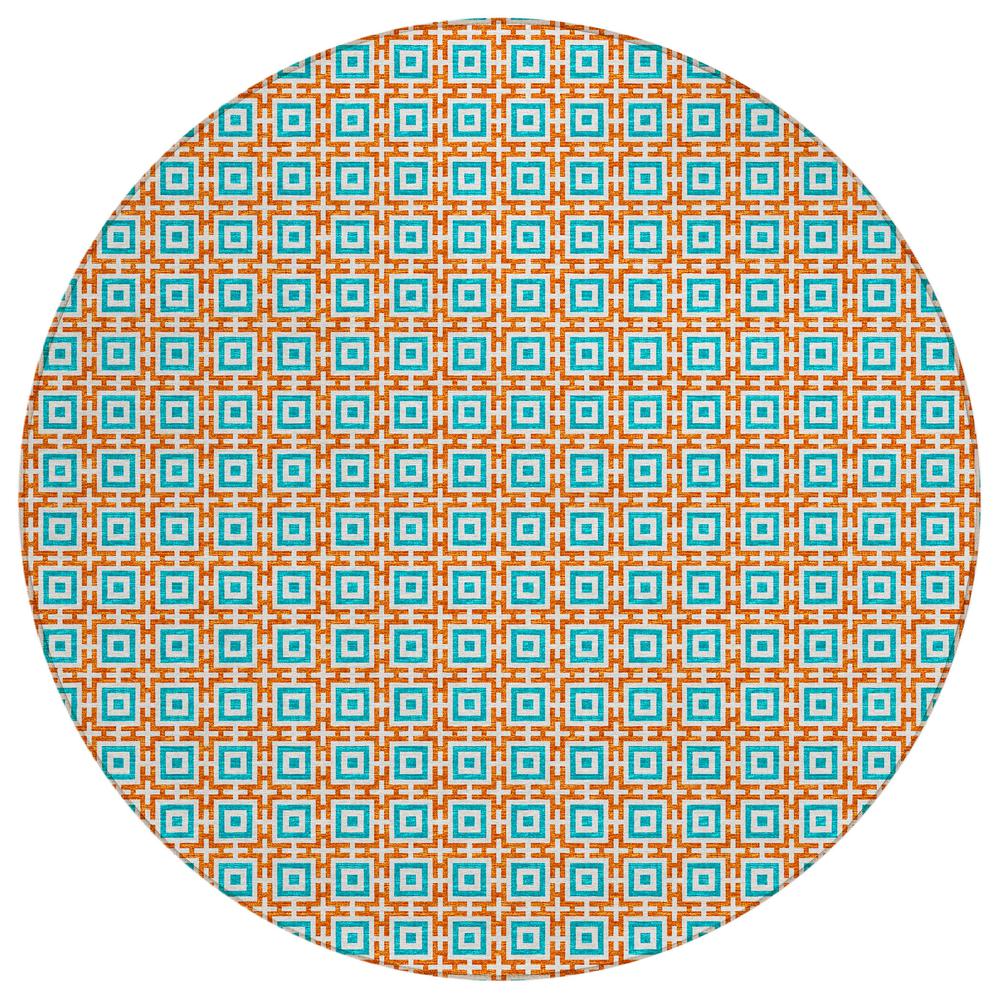 Indoor/Outdoor Marlo MO1 Orange Washable 8' x 8' Rug