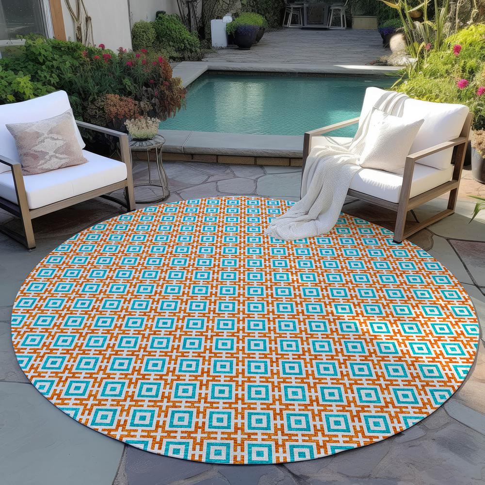 Indoor/Outdoor Marlo MO1 Orange Washable 8' x 8' Rug
