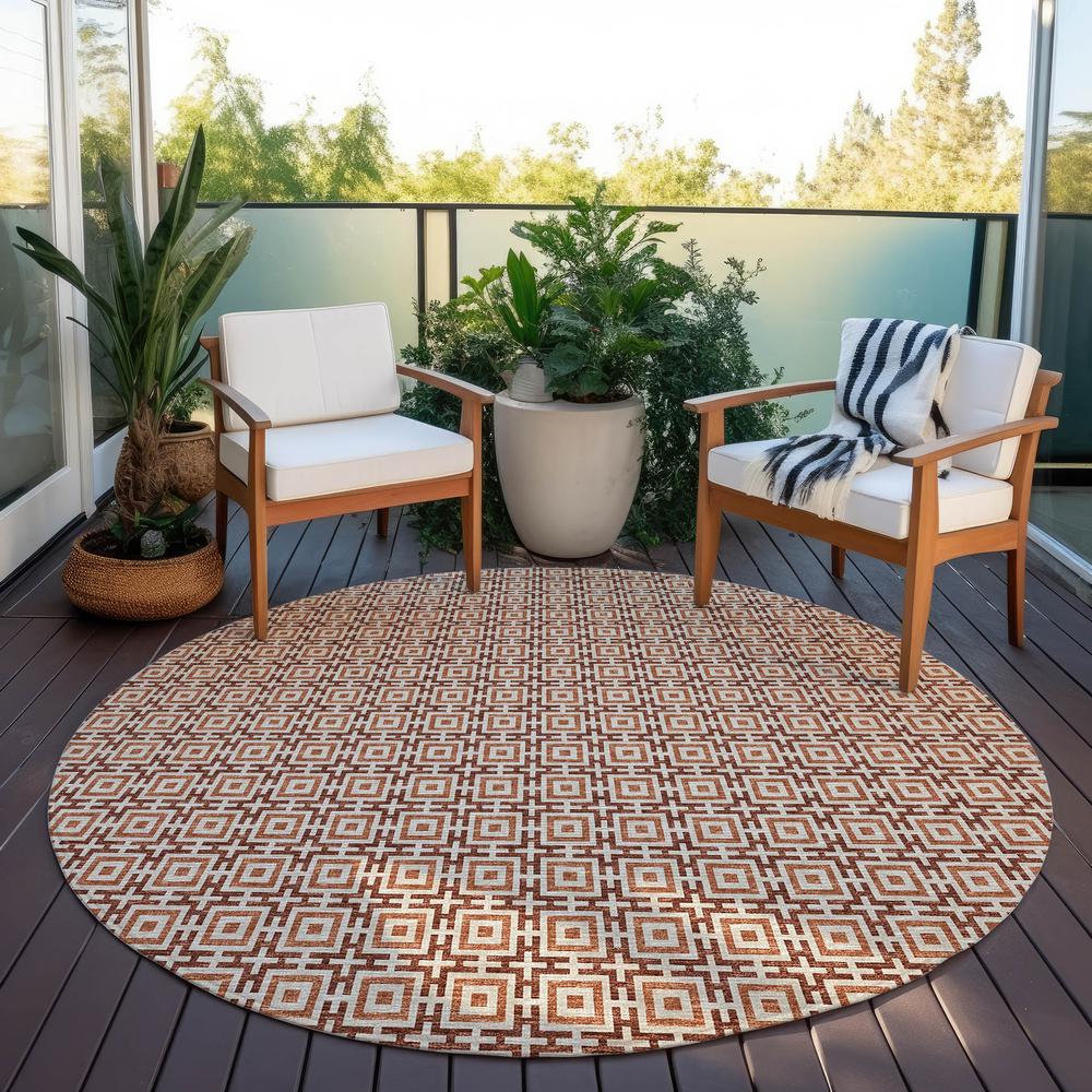 Indoor/Outdoor Marlo MO1 Paprika Washable 8' x 8' Rug