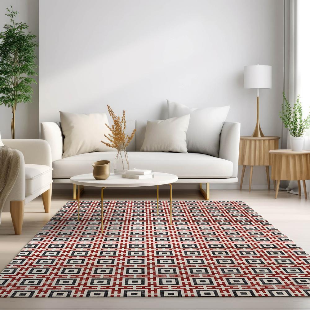 Indoor/Outdoor Marlo MO1 Red Washable 8' x 10' Rug