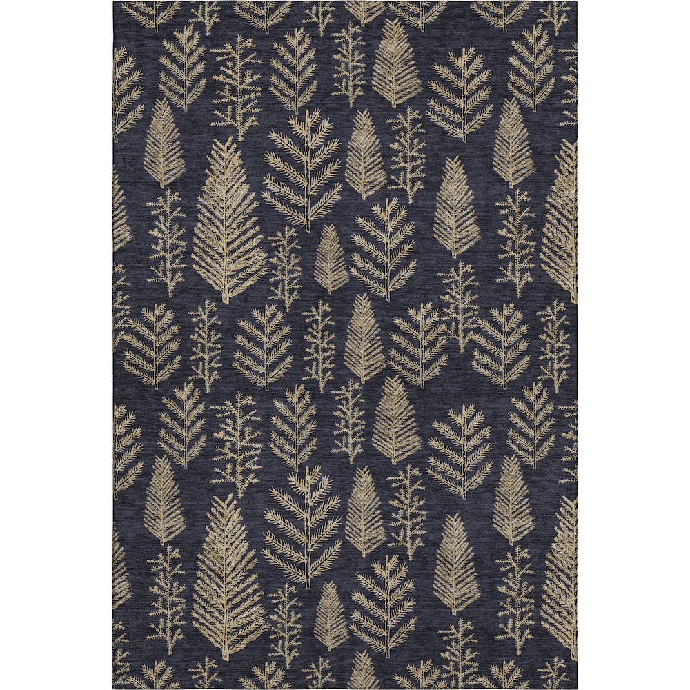 Luxury Washable Indoor/Outdoor Merry & Bright Black 8' x 10' Rug
