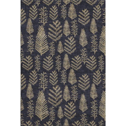 Luxury Washable Indoor/Outdoor Merry & Bright Black 8' x 10' Rug