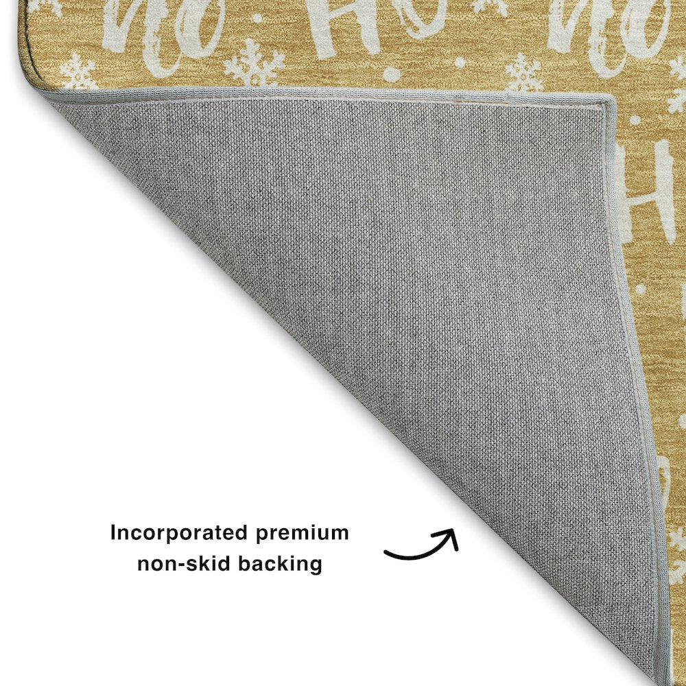 Luxury Washable Indoor/Outdoor Merry & Bright Gold 3' x 5' Rug