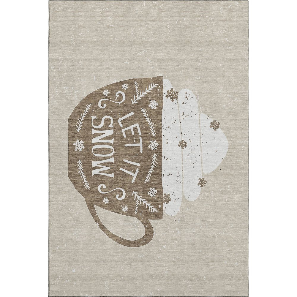 Luxury Washable Indoor/Outdoor Merry & Bright Beige 8' x 10' Rug