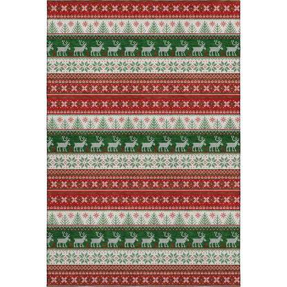 Luxury Washable Indoor/Outdoor Merry & Bright Red 8' x 10' Rug