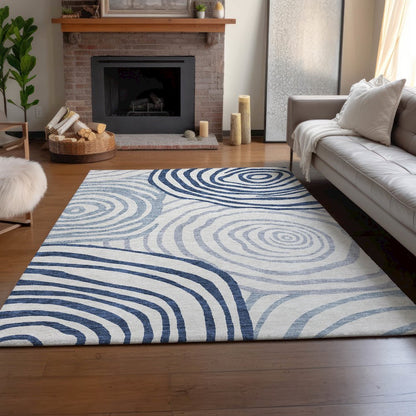 Machine Washable Indoor/Outdoor Neo Blue 8' x 10' Rug
