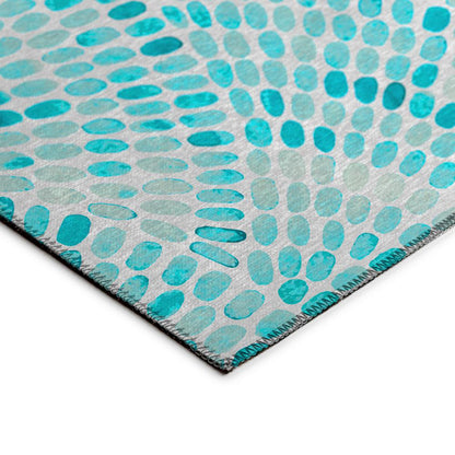 Indoor/Outdoor Surfside ASR37 Aqua Washable 3' x 5' Rug