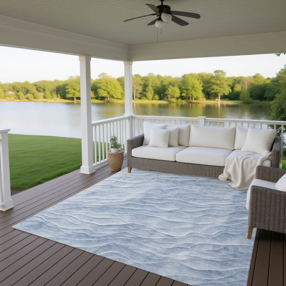 Machine Washable Indoor/Outdoor Pacifica Denim 8' x 10' Rug