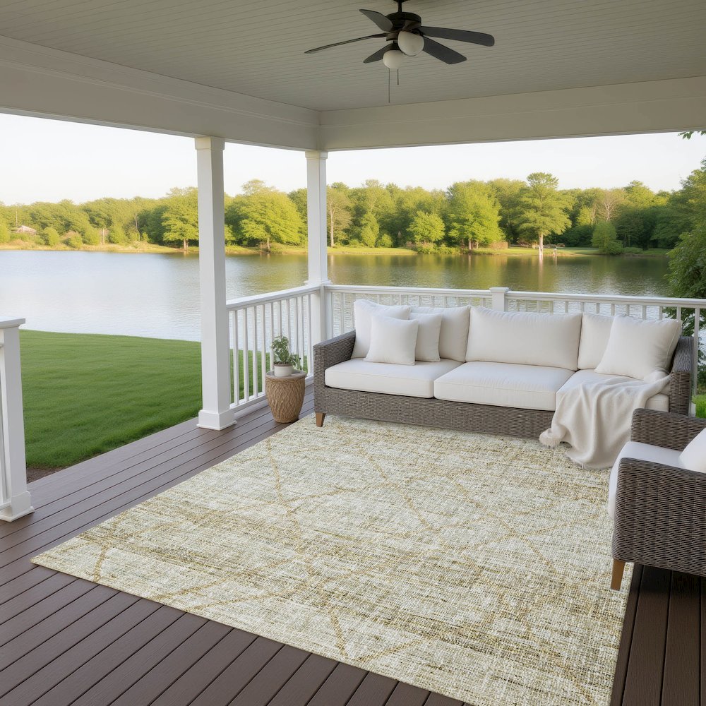 Luxury Washable Indoor/Outdoor Portico Wheat 8' x 10' Rug