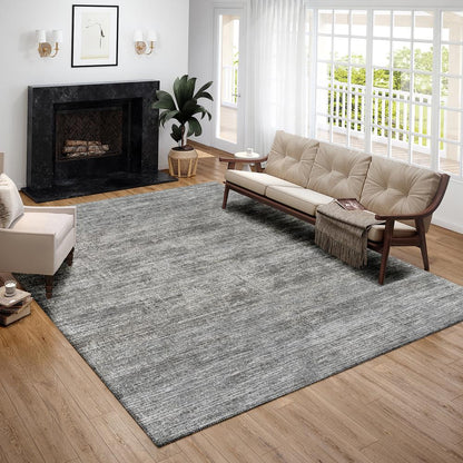 Marston Silver Transitional Striped 5' x 7'6" Area Rug Silver AMA31